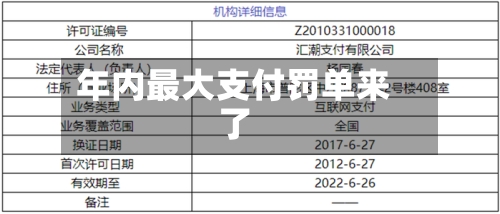 年内最大支付罚单来了