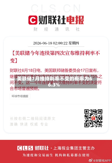 美联储7月维持利率不变的概率为66.3%