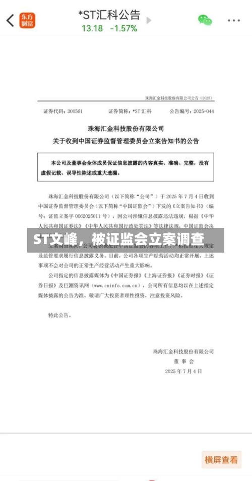 ST文峰，被证监会立案调查-第3张图片