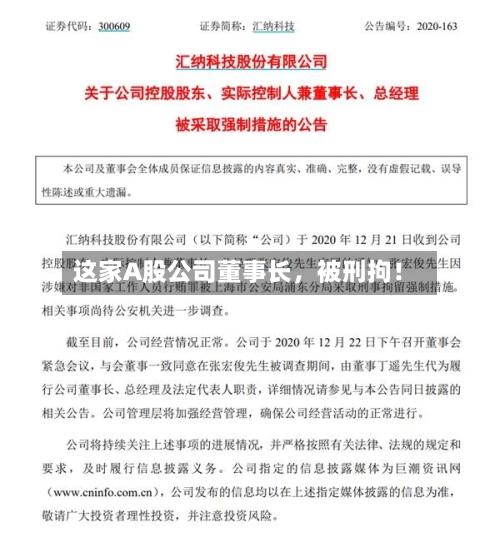这家A股公司董事长，被刑拘！
