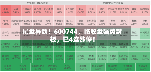 尾盘异动！600744，临收盘强势封板，已4连涨停！-第3张图片