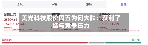 美光科技股价周五为何大跌:获利了结与竞争压力