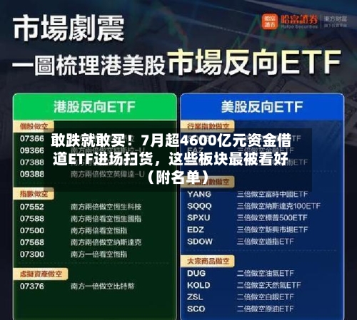 敢跌就敢买！7月超4600亿元资金借道ETF进场扫货，这些板块最被看好（附名单）-第3张图片