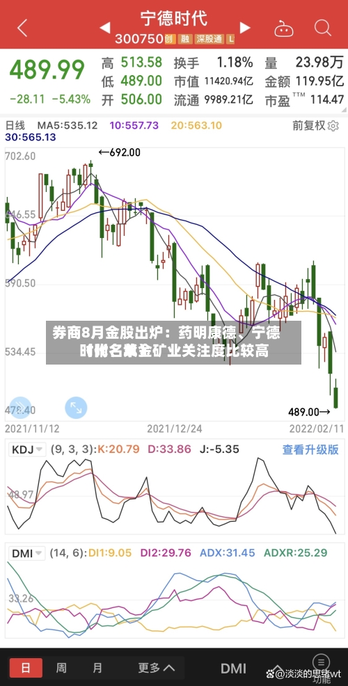 券商8月金股出炉:药明康德、宁德时代、紫金矿业关注度比较高
(附名单)